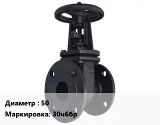 Задвижка чугунная 50 30ч6бр Ру10 параллельная, двухдисковая